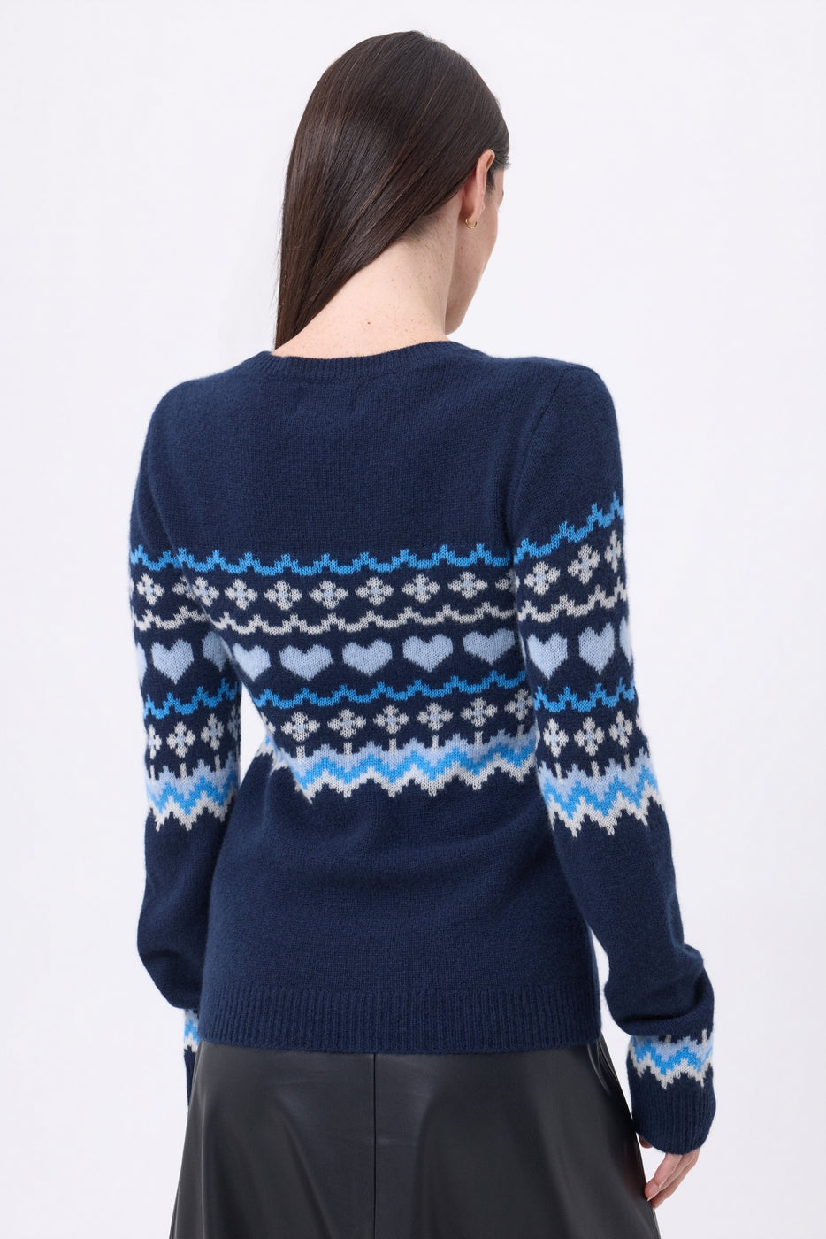 Jersey de cuello redondo de montaña Fanny - Azul marino azul cielo - Mujer