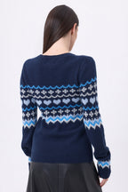 Jersey de cuello redondo de montaña Fanny - Azul marino azul cielo - Mujer