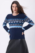 Jersey de cuello redondo de montaña Fanny - Azul marino azul cielo - Mujer
