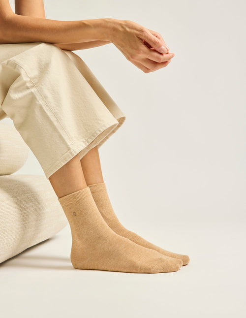 Pack De 3 Chaussettes - Fantaisie Paillettes Et Léopard Beige