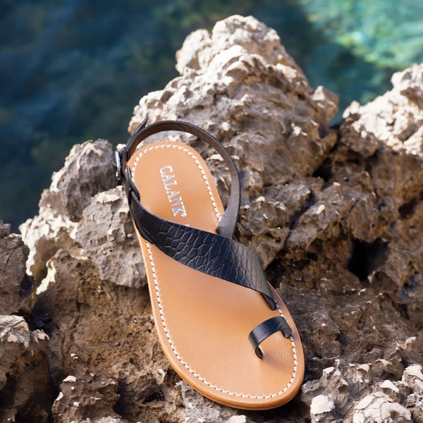 Sandalias Entre-Dedos Farshid - Black Croco