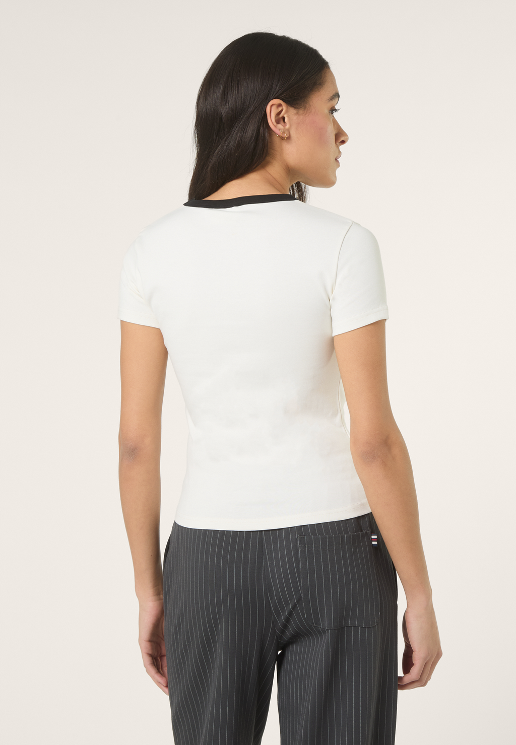 T-Shirt Côtelé À Logo Slim - Aigrette