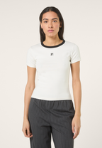 T-Shirt Côtelé À Logo Slim - Aigrette