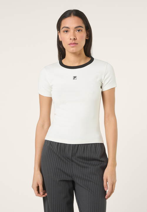 Montebeni Slim Logo Ribbed T-Shirt - Egret