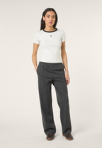 T-Shirt Côtelé À Logo Slim - Aigrette