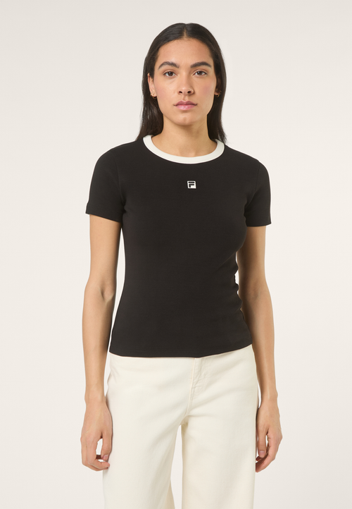 Montebeni Slim Logo Ribbed T-Shirt - Black