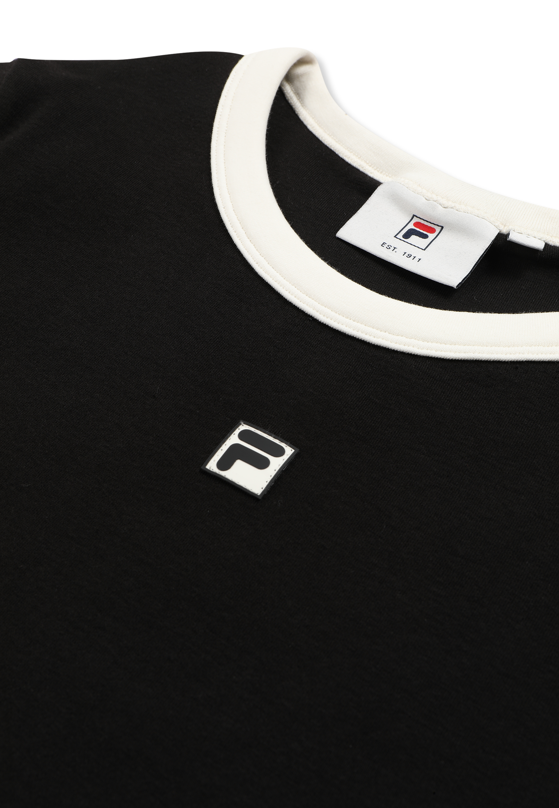 Camiseta ajustada de canalé con logo - Negro