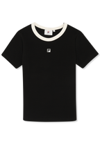 Camiseta ajustada de canalé con logo - Negro