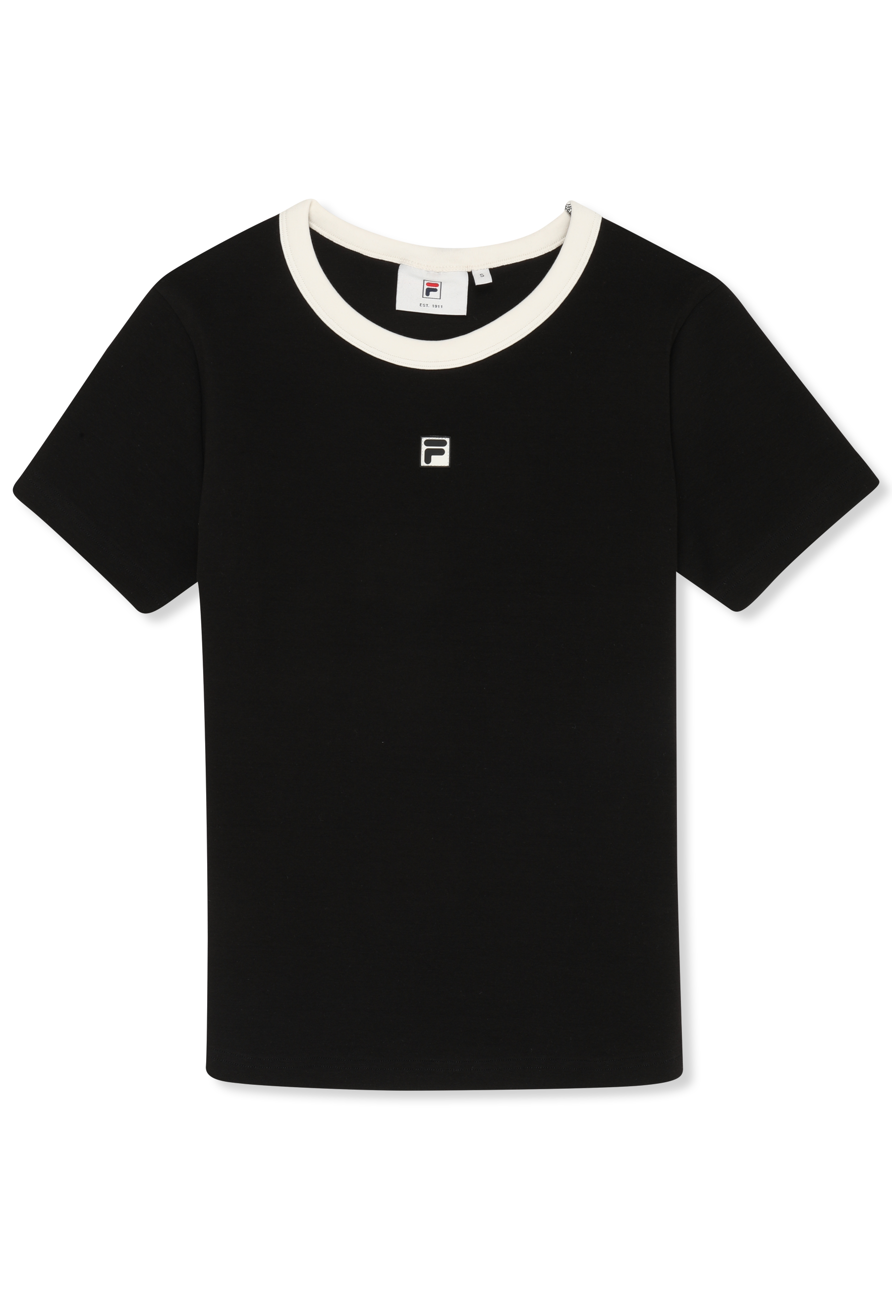 Camiseta ajustada de canalé con logo - Negro