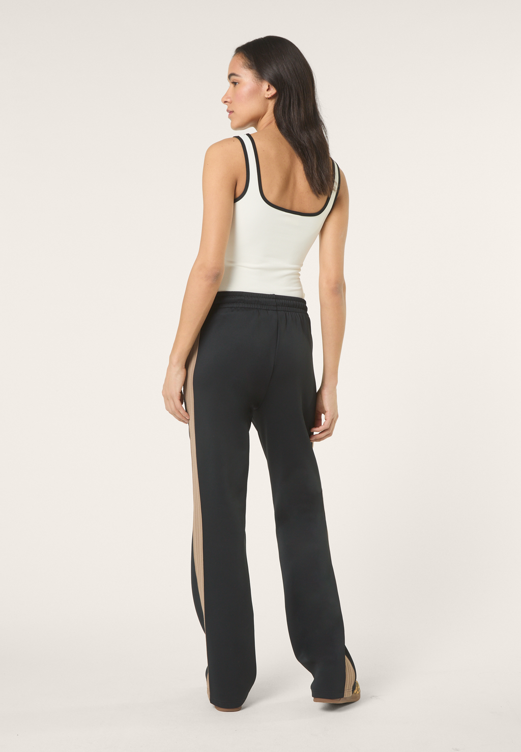 Pantalones deportivos extralargos con franjas - Negro
