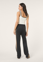 Pantalones deportivos extralargos con franjas - Negro