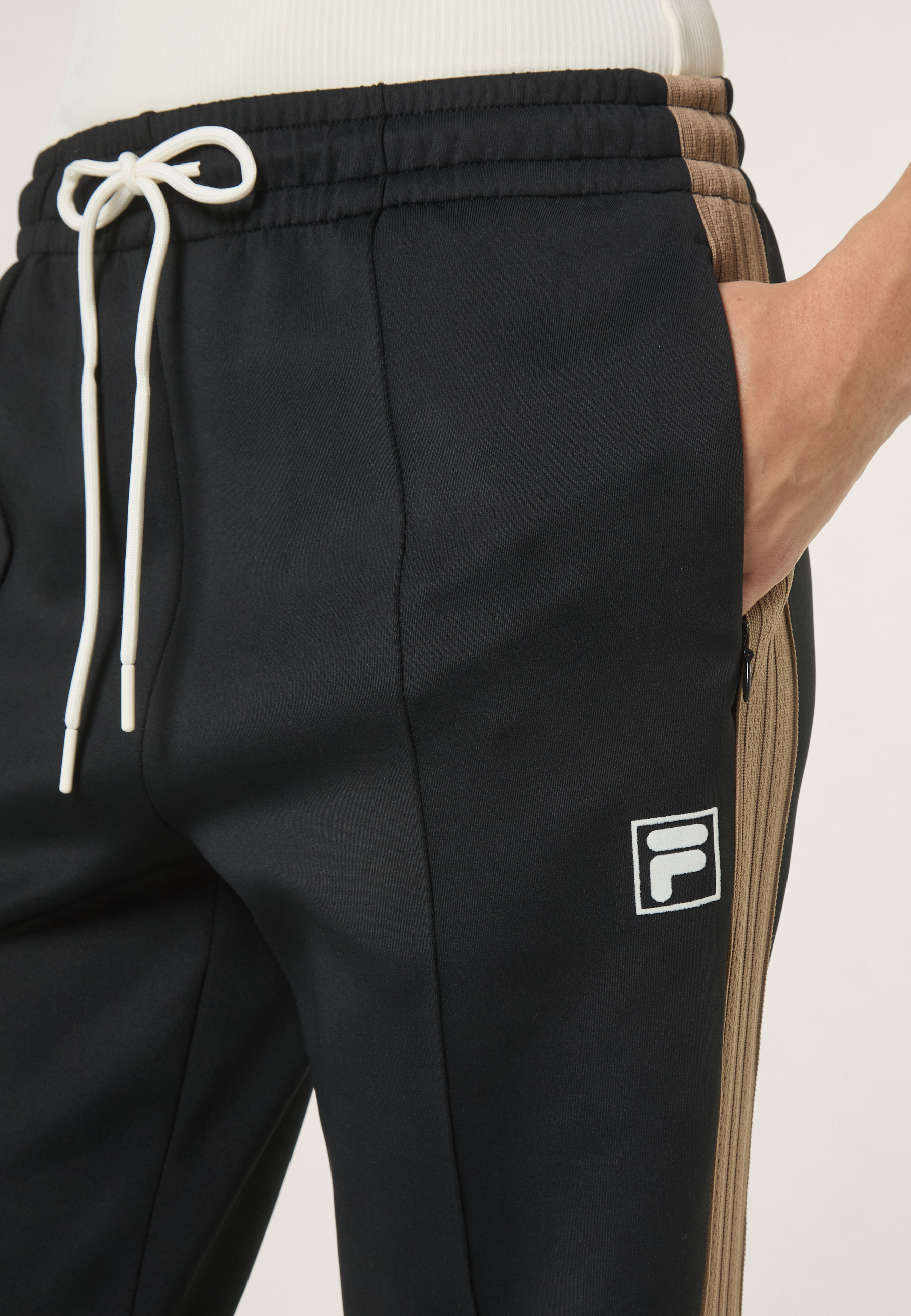 Pantalones deportivos extralargos con franjas - Negro