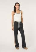 Pantalones deportivos extralargos con franjas - Negro