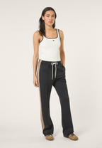 Pantalones deportivos extralargos con franjas - Negro