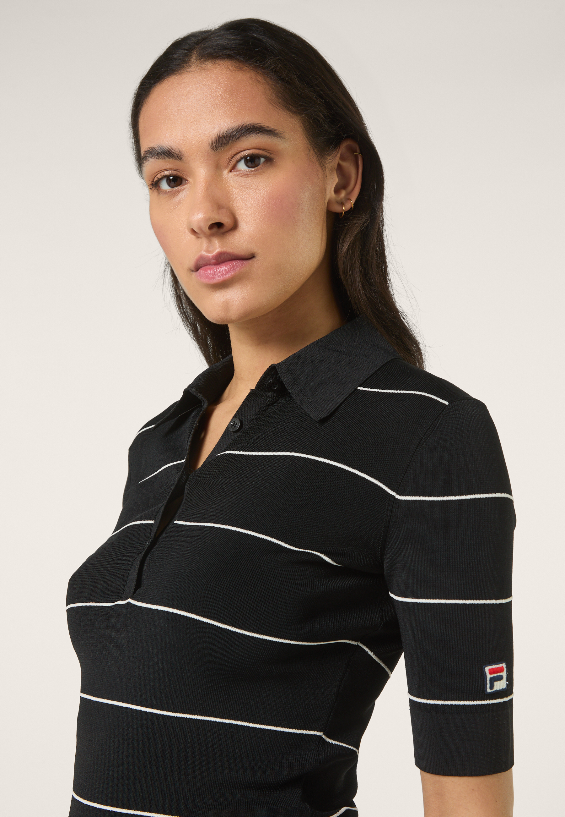 Polo slim de punto fino - Negro
