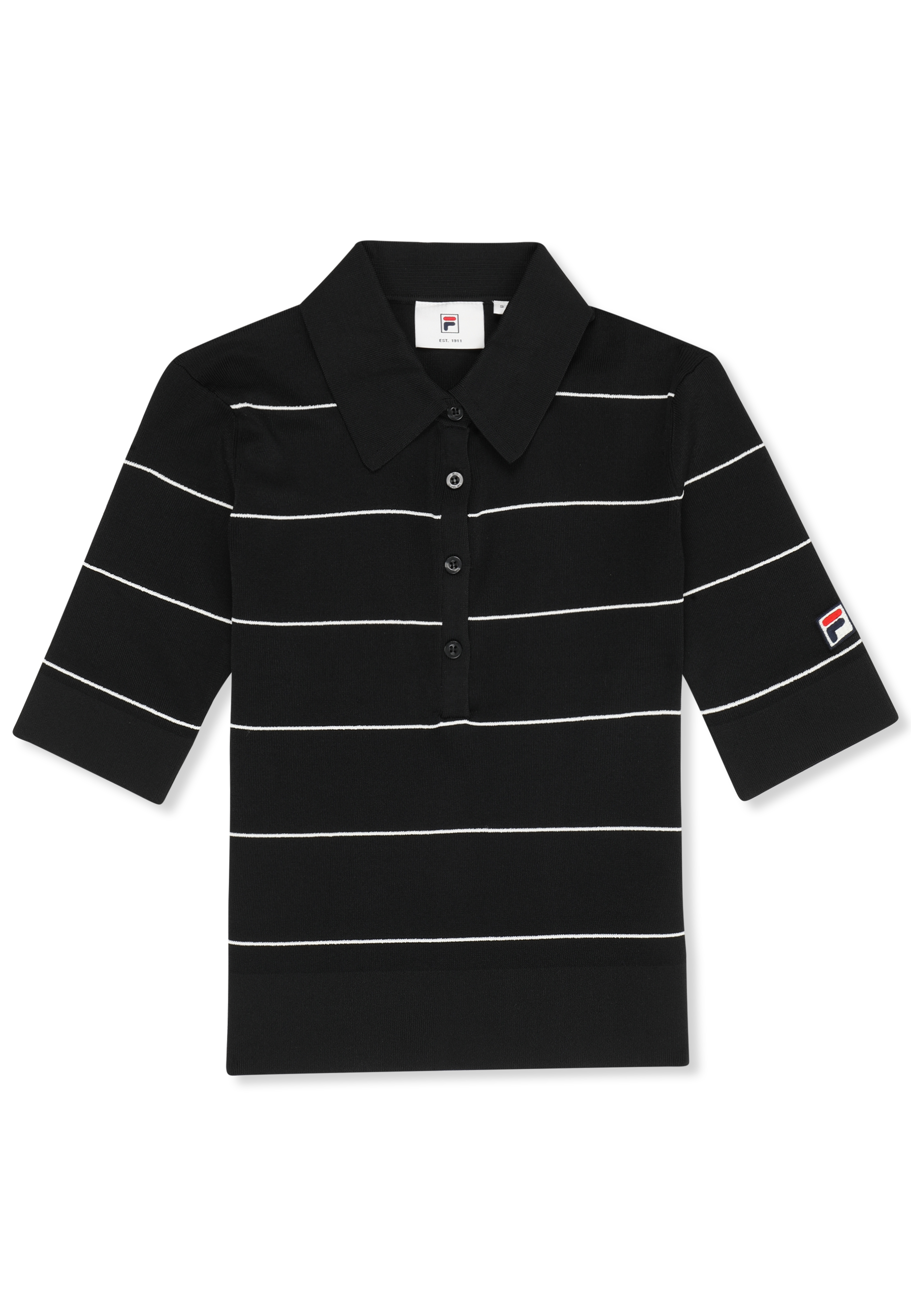 Polo slim de punto fino - Negro