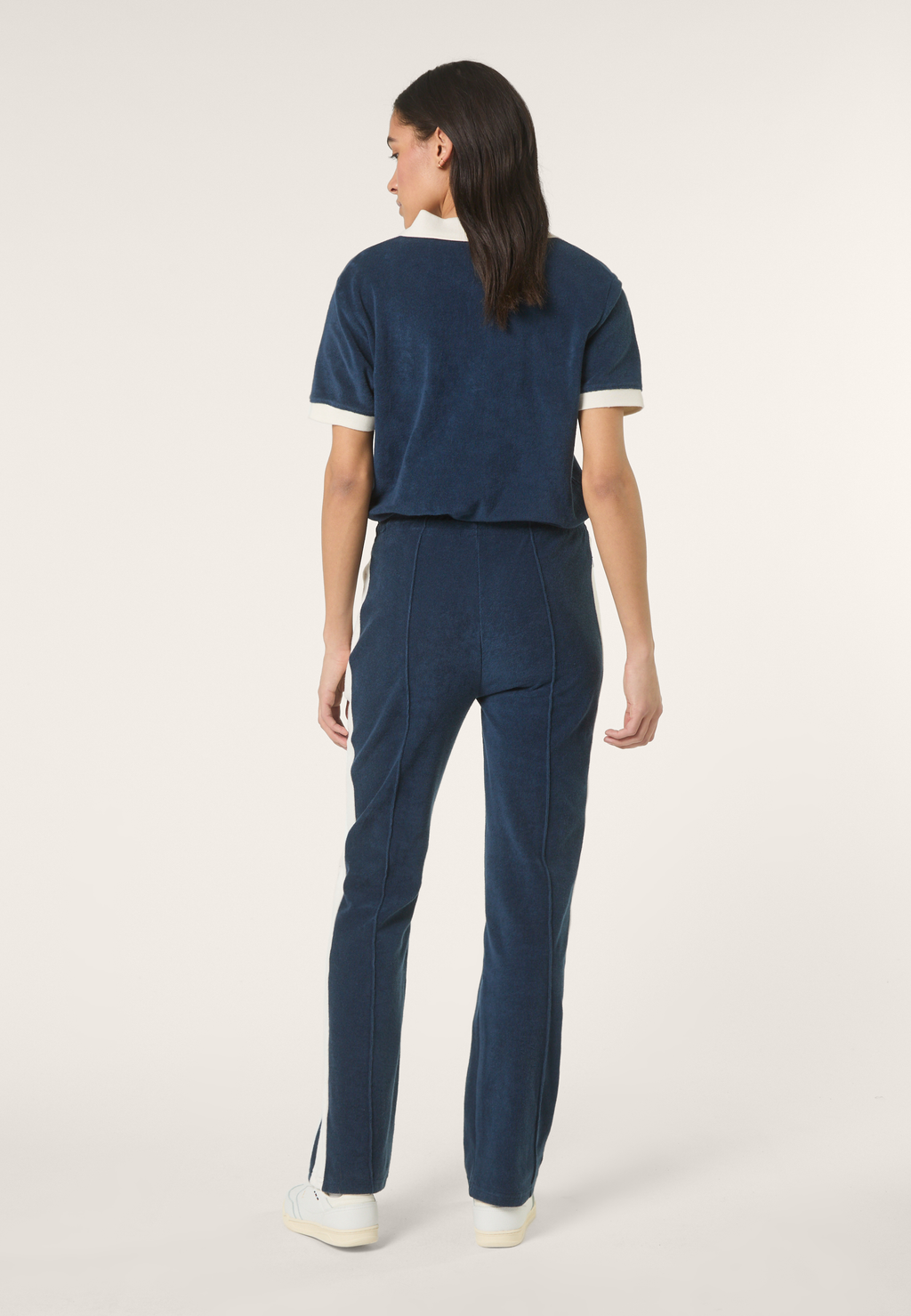 Pantalon De Survêtement Éponge À Panneau Contrastant Slim - Iris Noir-Aigrette