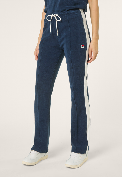 Adriano Slim-Fit Contrast Panel Terry Sweatpants - Iris Black-Egret