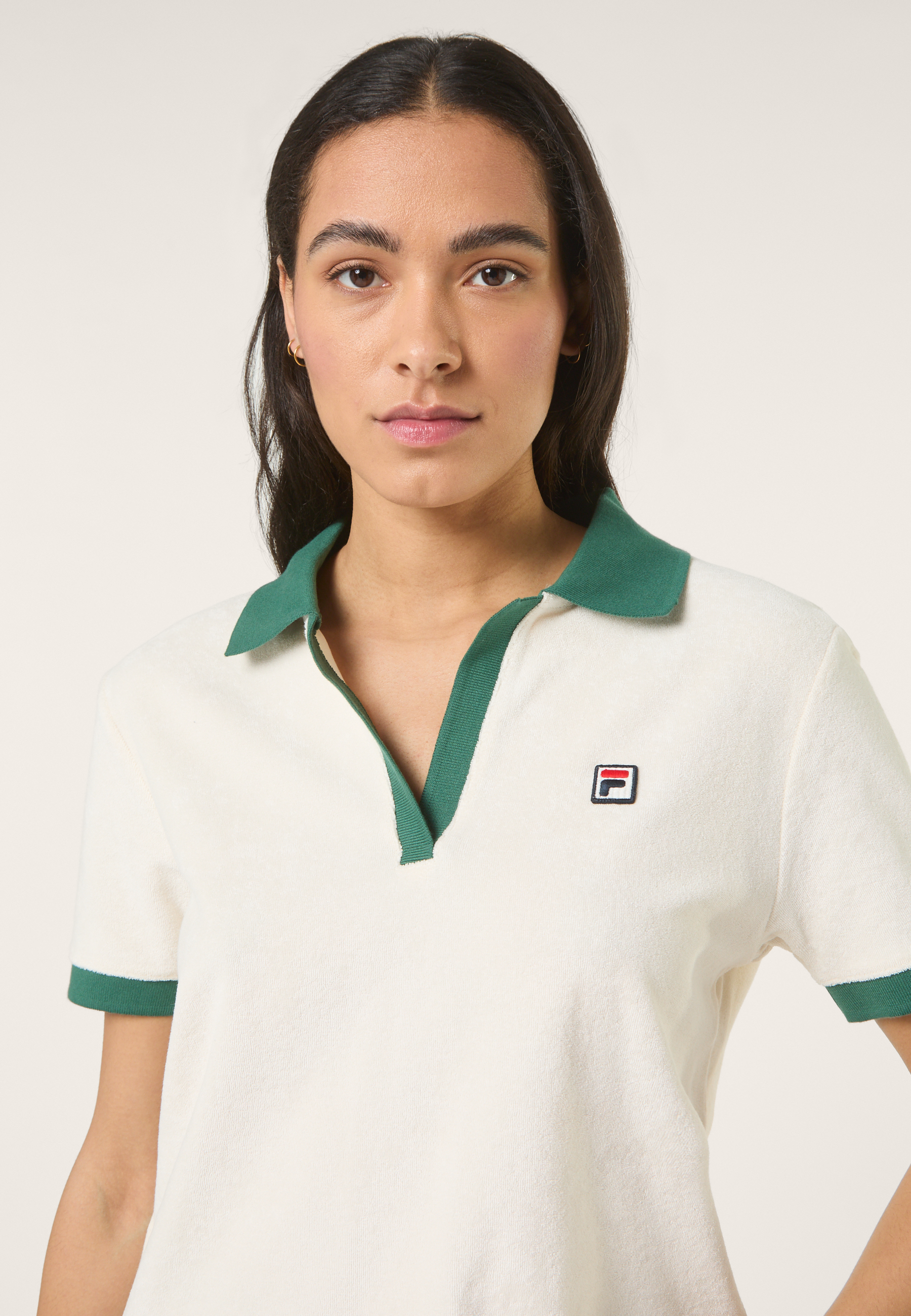 Top de felpa con cuello Johnny relajado - Egret-Bouquet Green