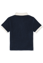 Terry Top With Johnny Collar Casual - Iris Black-Egret