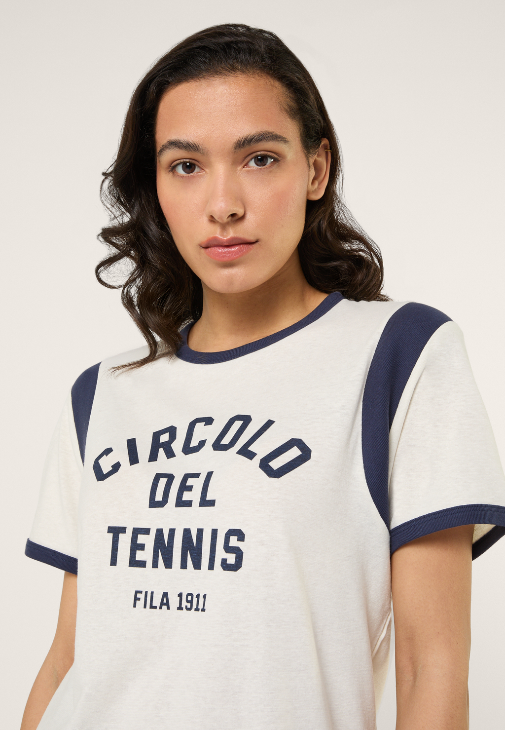 Camiseta Ringer Con Estampado Casual - Aigrette-Iris Black