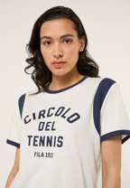 Camiseta Ringer Con Estampado Casual - Aigrette-Iris Black