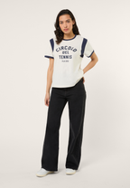 Camiseta Ringer Con Estampado Casual - Aigrette-Iris Black