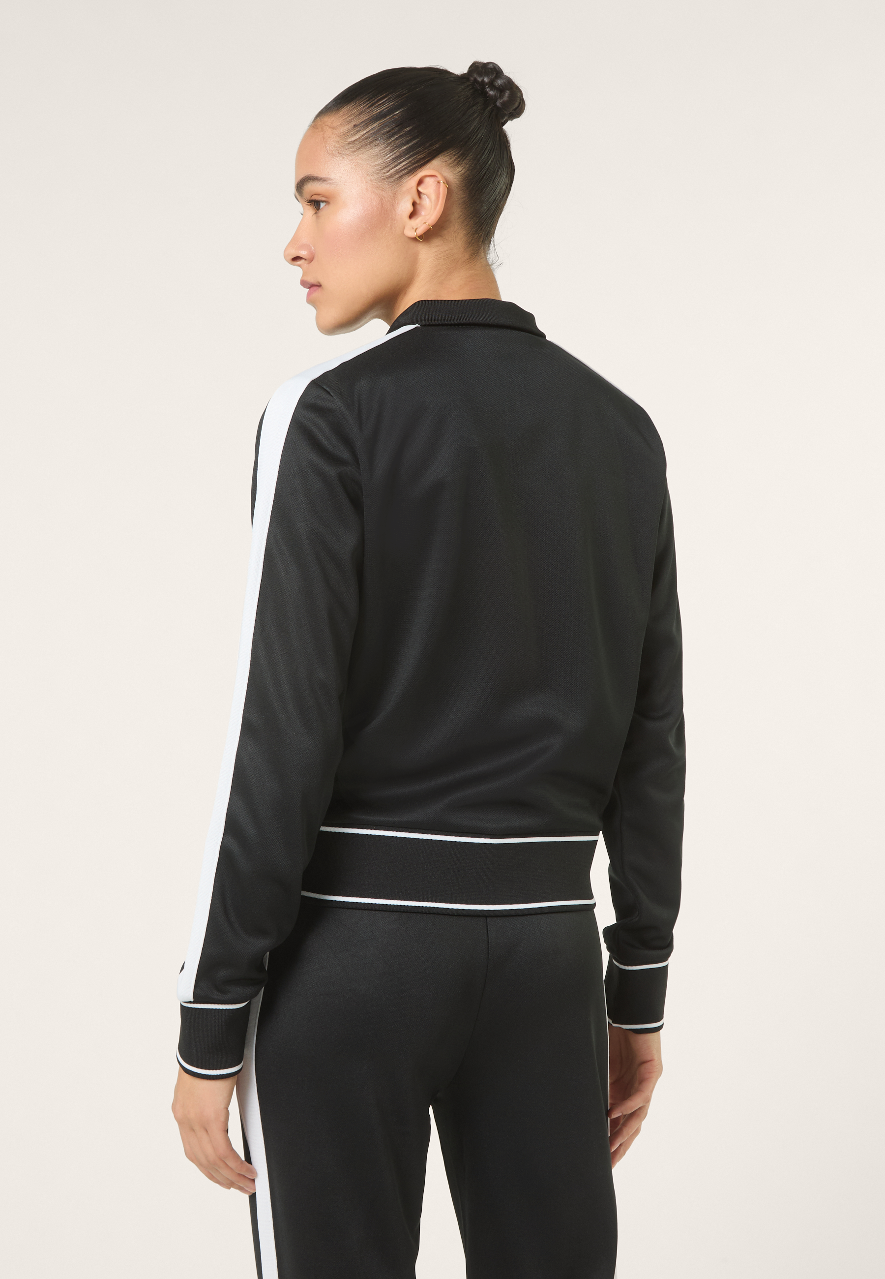 Veste De Survêtement Courte À Bandes Classique - Noir