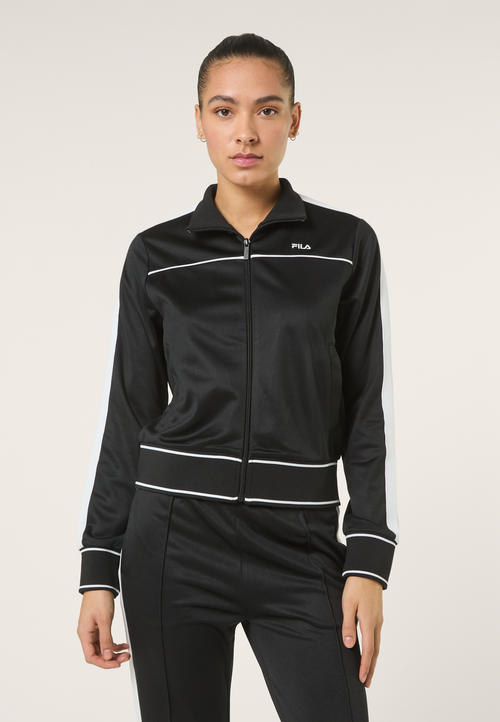 Michi Classic Banded Cropped Track Jacket - Black