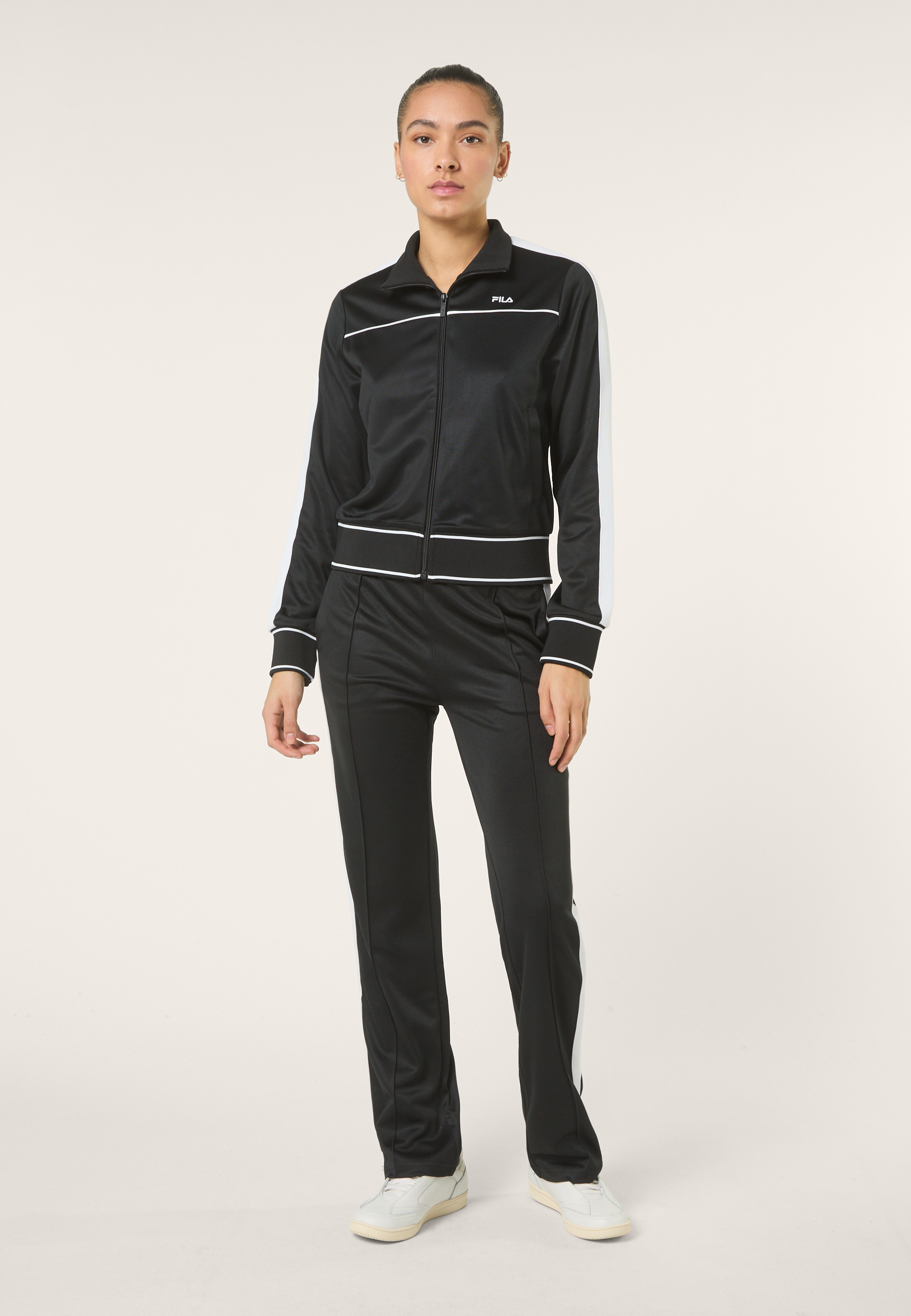 Veste De Survêtement Courte À Bandes Classique - Noir
