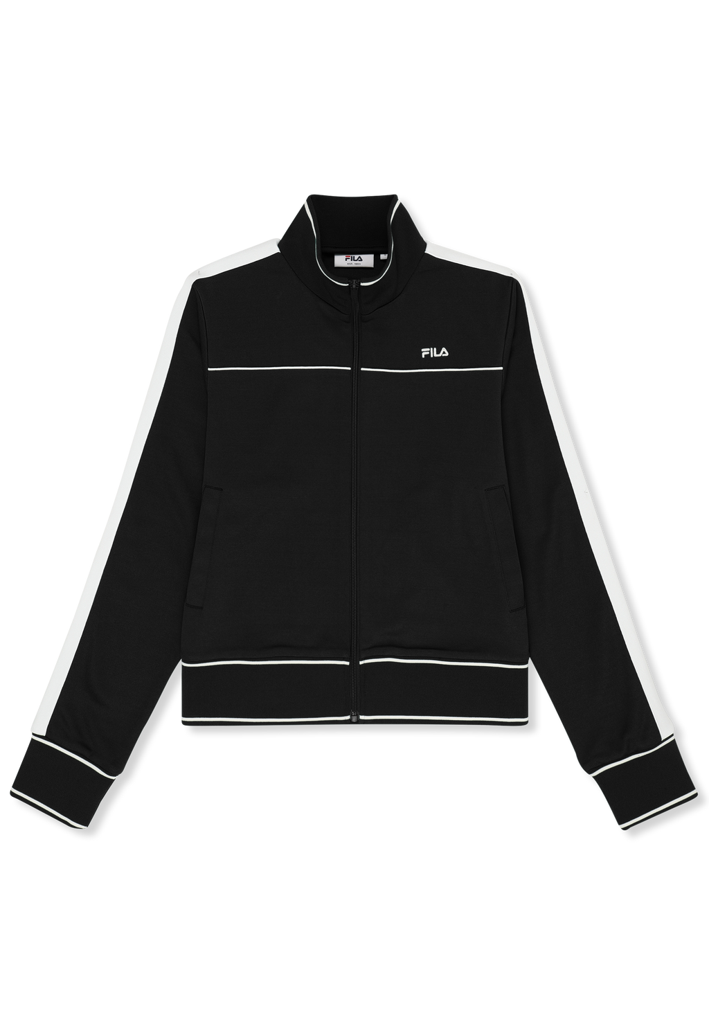Veste De Survêtement Courte À Bandes Classique - Noir