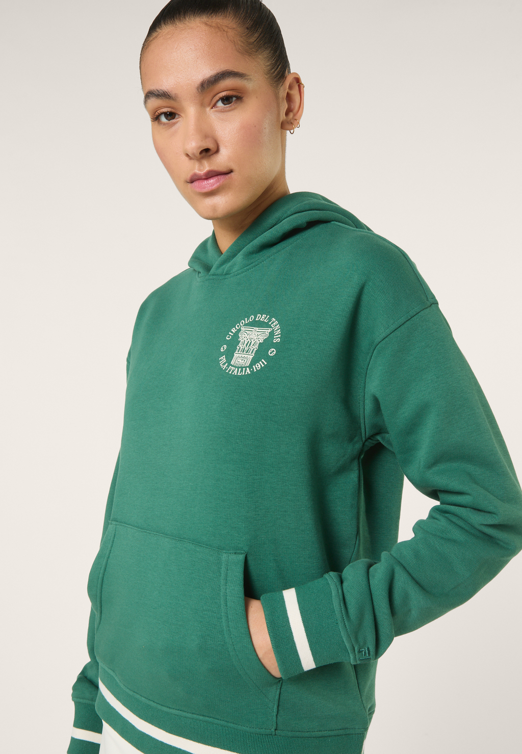 Sudadera con capucha y estampado casual - Verde ramo