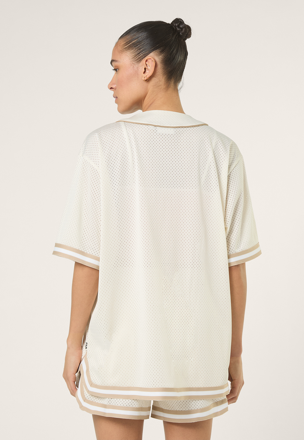 Oversized Mesh Baseball Shirt - Egret