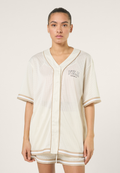 Oversized Mesh Baseball Shirt - Egret