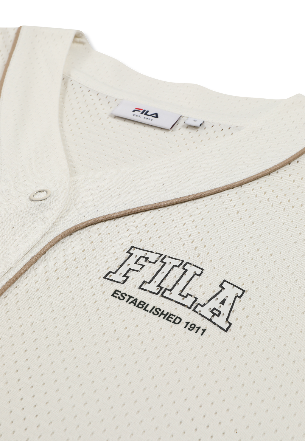 Oversized Mesh Baseball Shirt - Egret