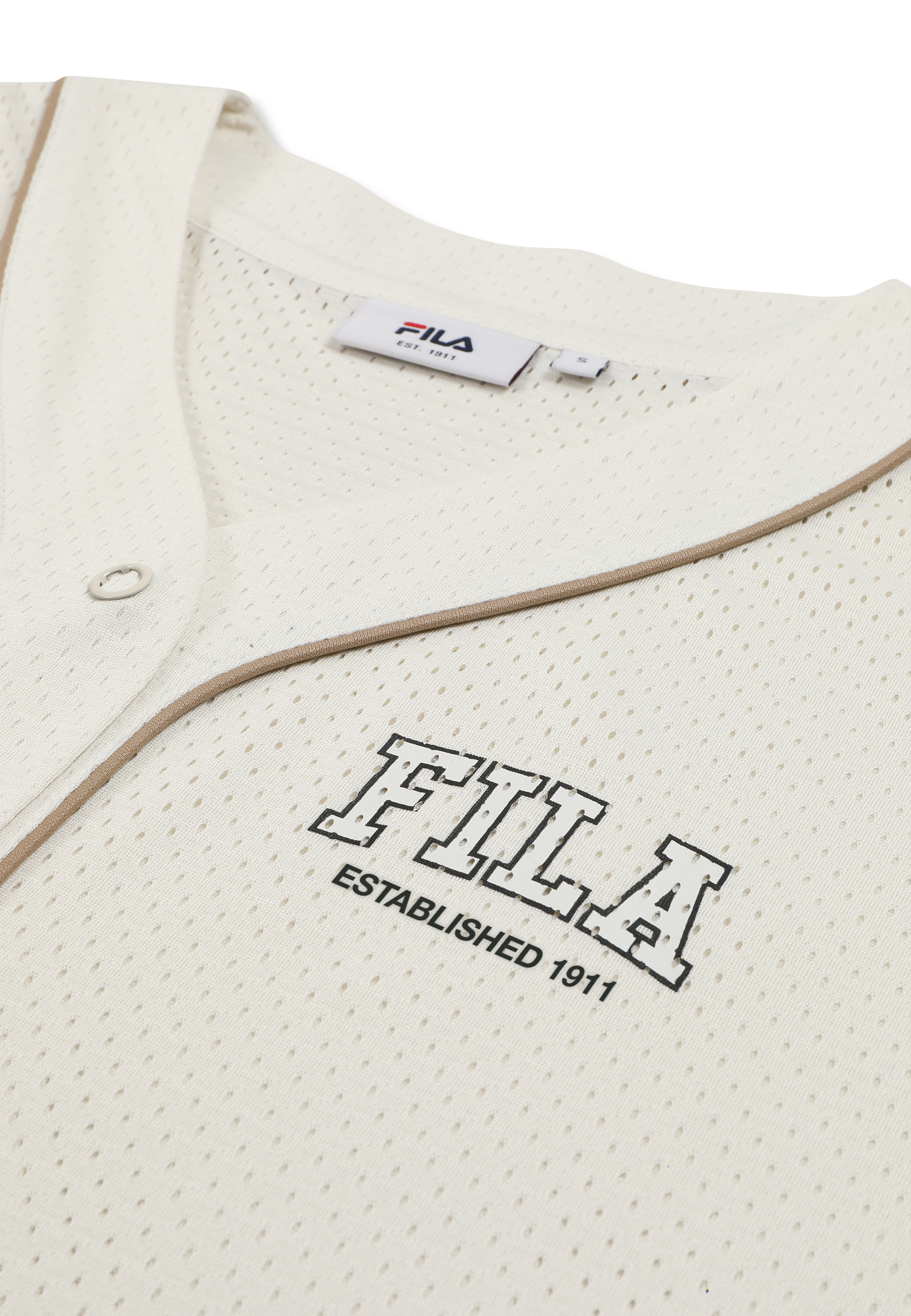 Oversized Mesh Baseball Shirt - Egret