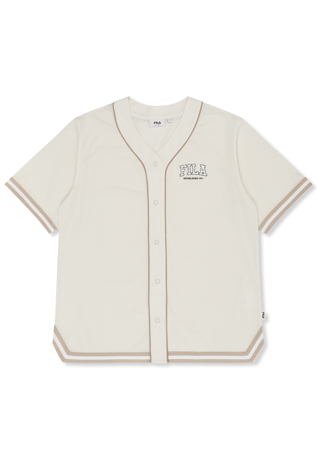 Oversized Mesh Baseball Shirt - Egret