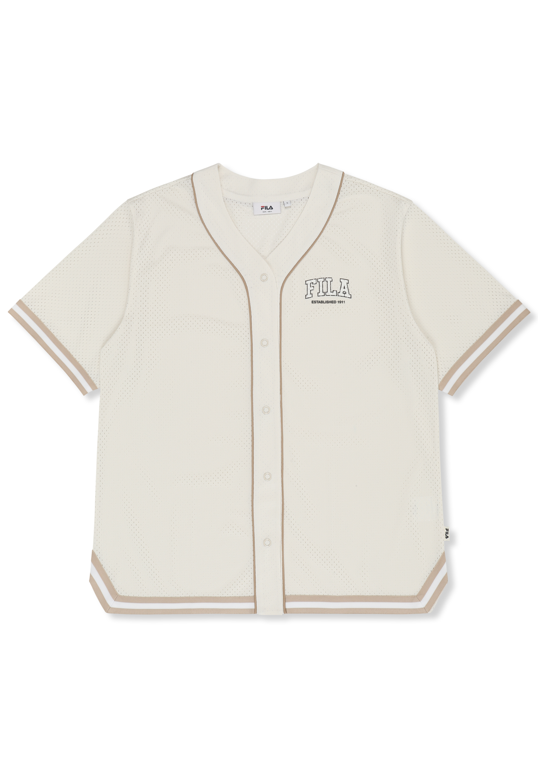 Oversized Mesh Baseball Shirt - Egret