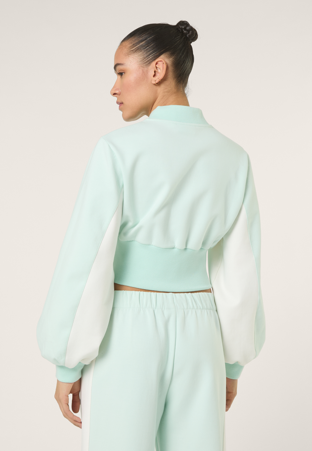 Chaqueta De Chándal Corta De Buceo Con Cuello Acanalado - Soothing Sea-Aigrette