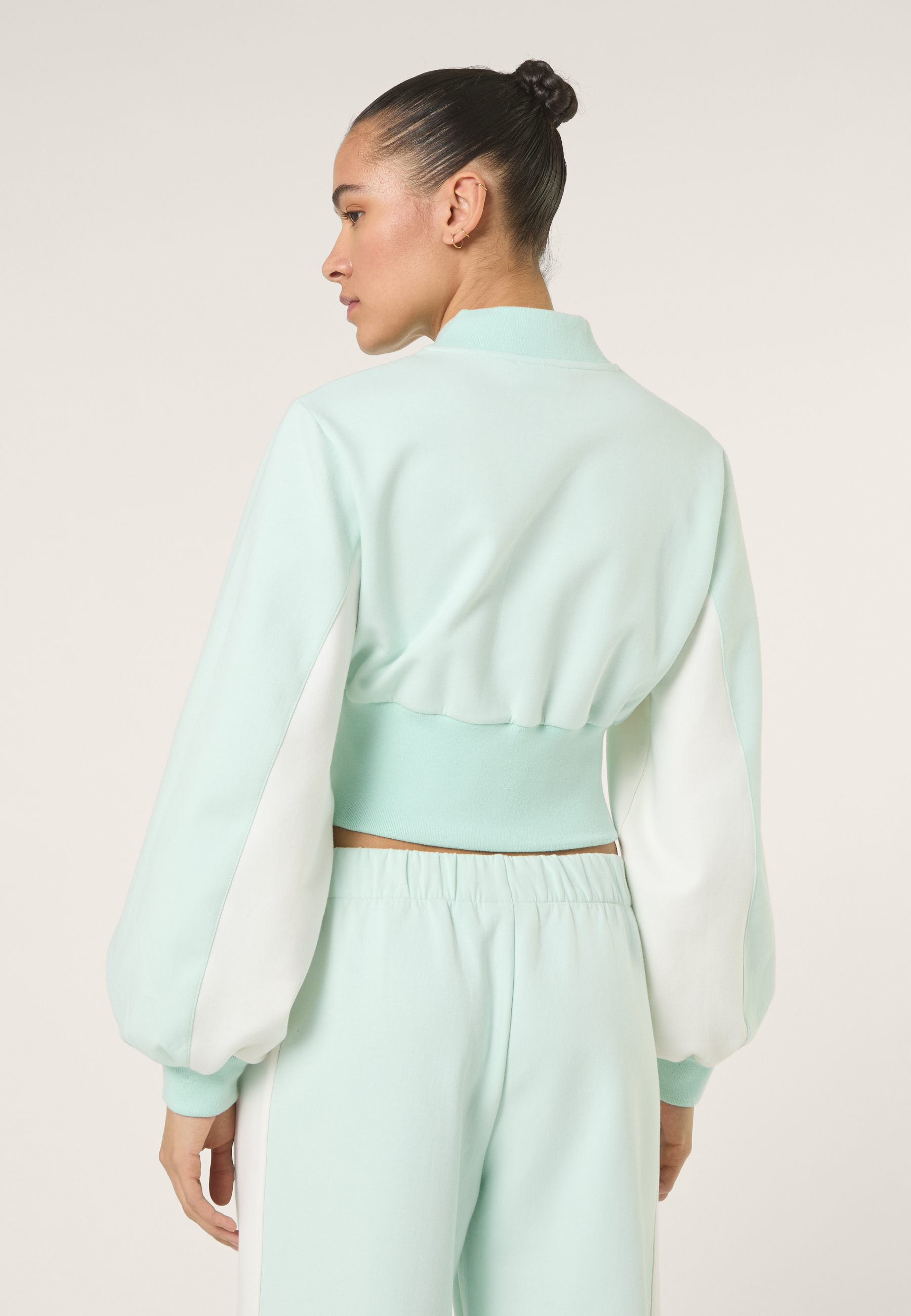 Chaqueta De Chándal Corta De Buceo Con Cuello Acanalado - Soothing Sea-Aigrette