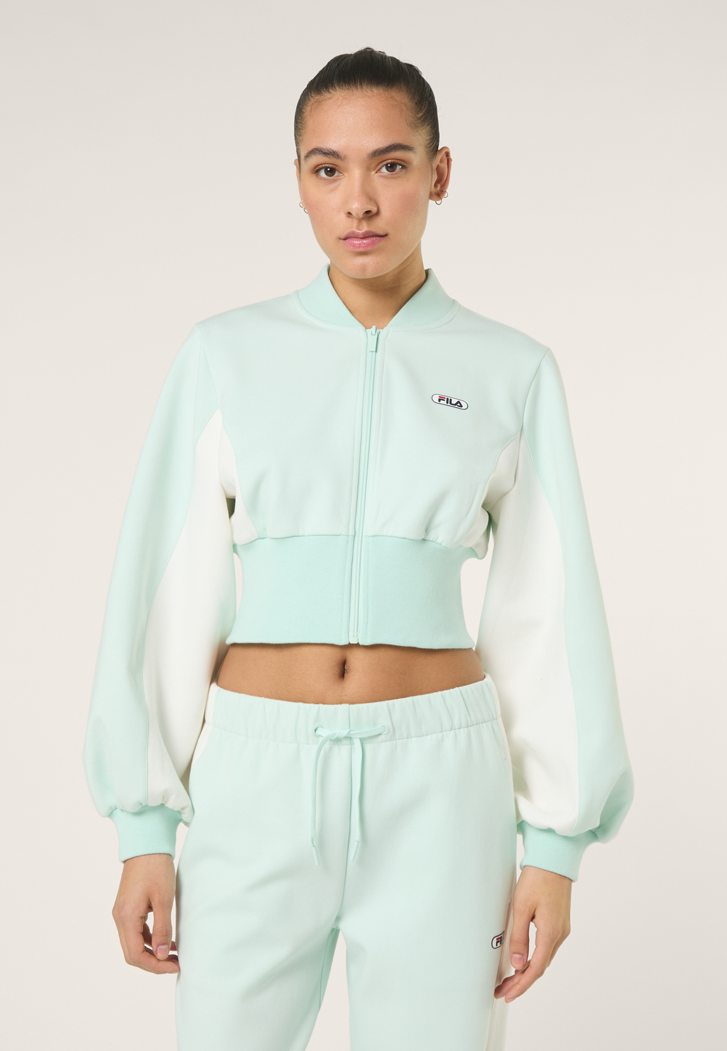 Chaqueta De Chándal Corta De Buceo Con Cuello Acanalado - Soothing Sea-Aigrette
