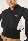 Chaqueta De Chándal Corta De Buceo Con Cuello Acanalado - Negro-Garceta