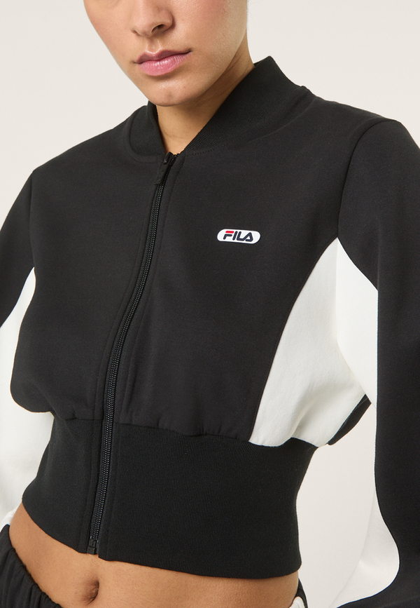 Short Scuba Track Jacket With Ribbed Collar - Black-Egret