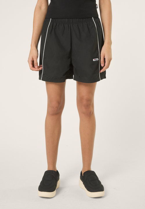 Oilo Woven Shorts With Loose Contrast Piping - Black