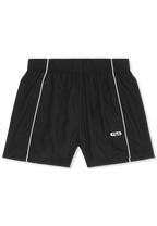 Shorts tejidos con ribetes sueltos en contraste - Negro