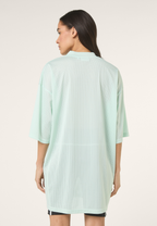 Oversized V-Neck Mesh T-Shirt Dress - Soothing Sea