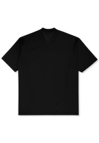 Vestido estilo camiseta de malla con cuello en V extragrande - Negro
