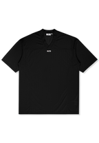 Vestido estilo camiseta de malla con cuello en V extragrande - Negro