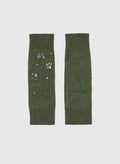 An'ge – Mitaines Fazie Kaki, deux mitaines vert kaki avec des broderies de perles et strass