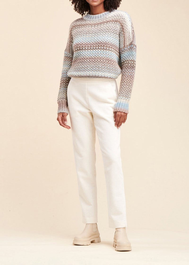 Pantalon Droit Velours Cotelé - Ecru